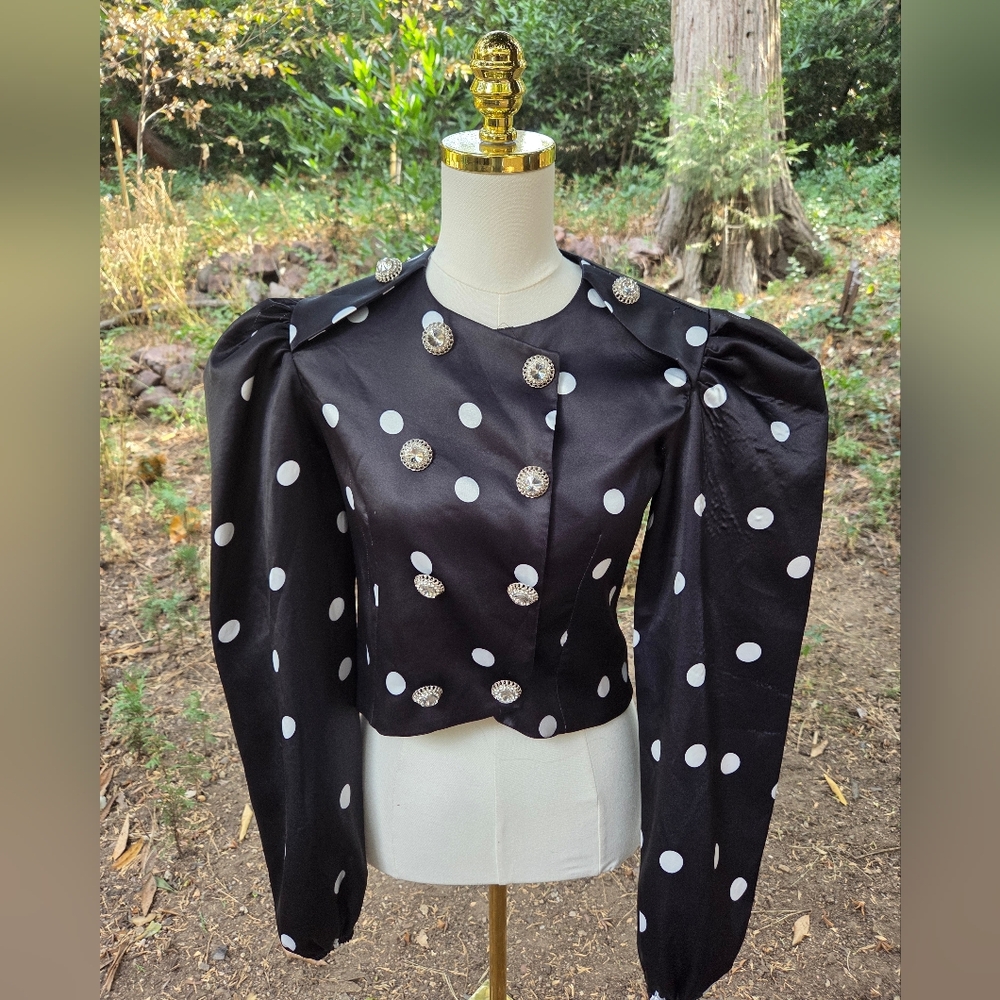 Beulah London Black and White Polka Dot‎ Blazer Size Small